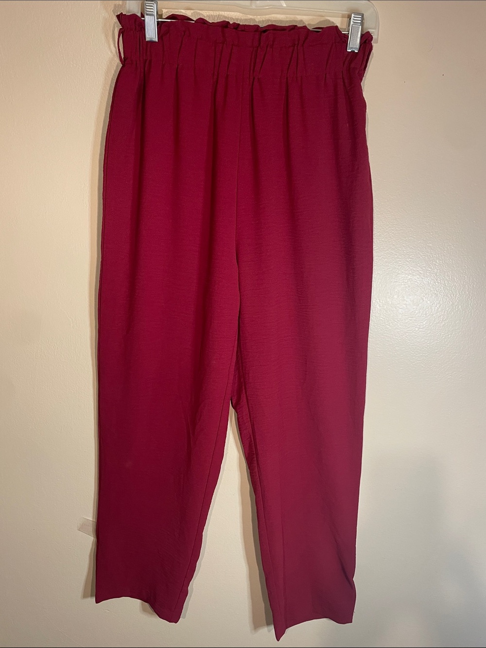 Wine Red Elastic Waist Trousers 8/10